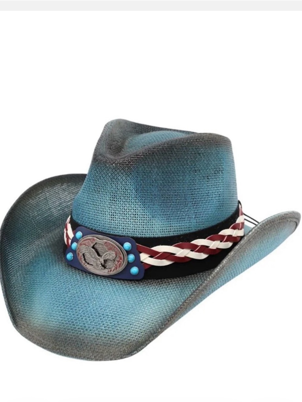Women’s Dusty patriotic  Cowboy Hat with Braided Band and Concho / new